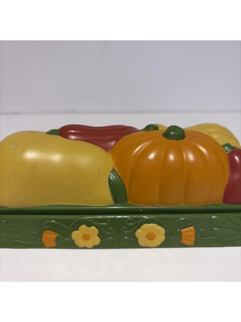 Vintage 1970s Harvest Butter Dish Melamine Colorful Autumn Fall Thanksgiving
